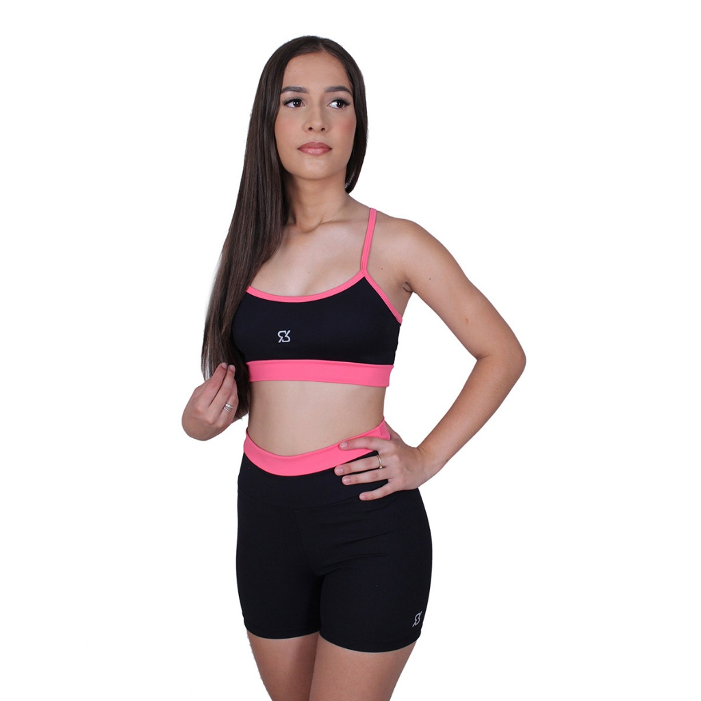 Conjunto Academia Short + Top Alça Fina em Poliamida