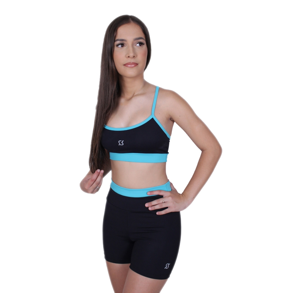 Conjunto Academia Short + Top Alça Fina em Poliamida